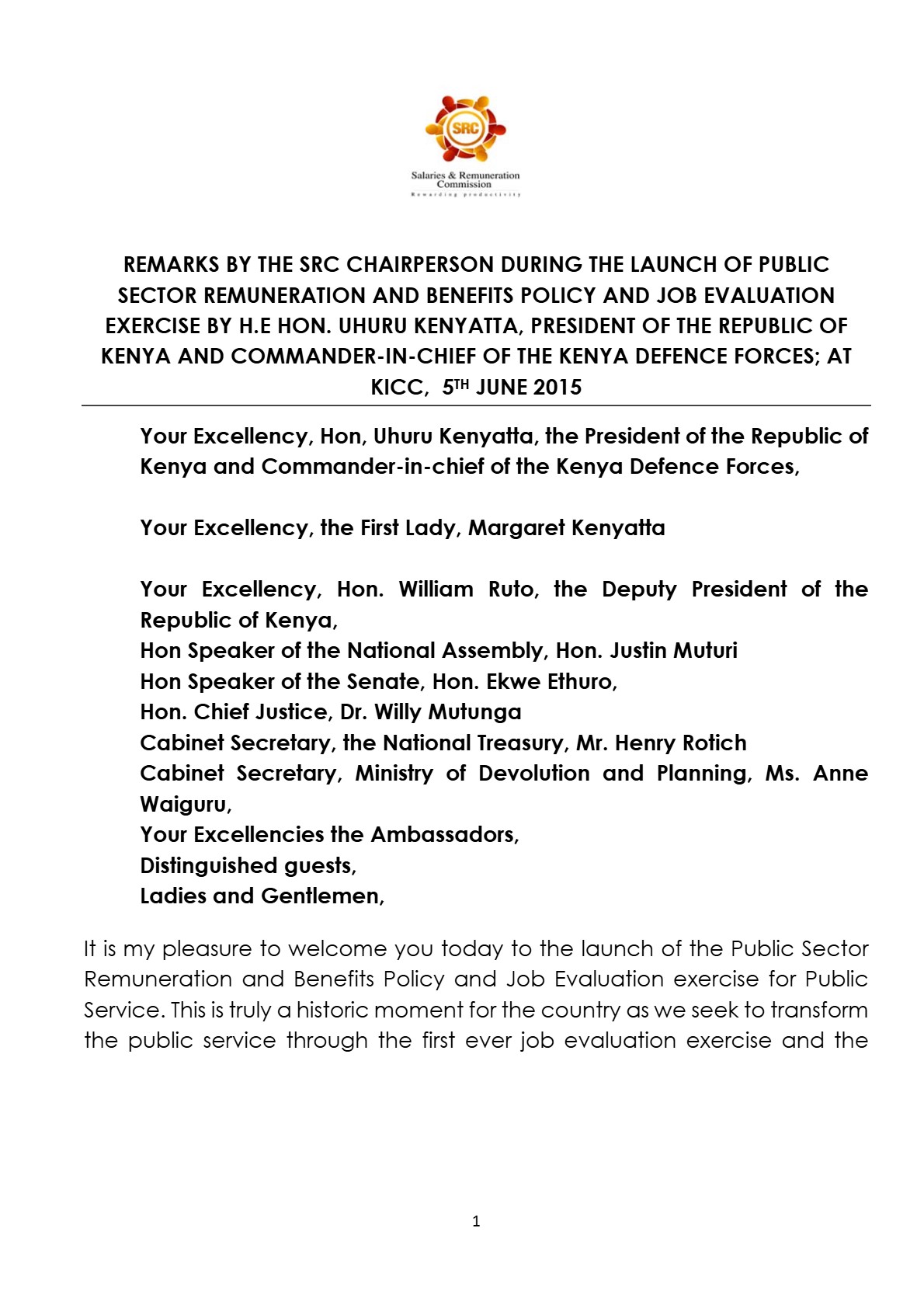 The-Launch-of-Public-Sector-Remuneration-and-Benefits-Policy-and-Job-Evaluation-on-5-June-2015
